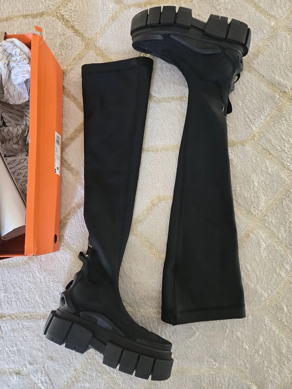 Ivy Park x Adidas Women's Super Sleek Long Boots Over-The-Knee Noir Size 8